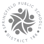 springfield Logo of Springfield Public Schools, District 186. It features four stylized figures forming a star shape in the center, surrounded by the text "Springfield Public Schools District 186" in a circular layout.