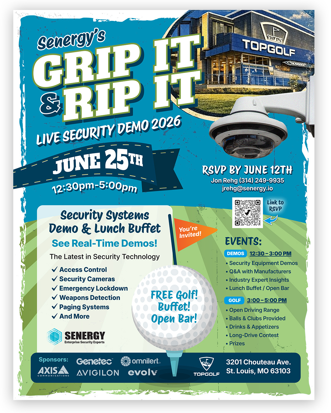 Brochure for Senergy, an enterprise security systems provider in Springfield, Illinois, Alton, Illinois, St. Louis, Missouri, and Madison, Wisconsin. Professional installation of security cameras, access control systems, emergency lockdown and video surveillance, and weapons detection systems.